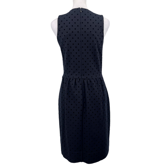 J.CREW Black Fit & Flare Ponte Knit Velvet Polka Dot Dress - Size Small EUC - Picture 6 of 13